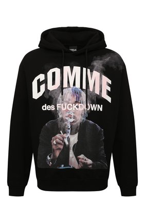 Мужской хлопковое худи COMME DES FUCKDOWN черного цвета по цене 19000 руб., арт. CDFU1629SFC | Фото 1 Мужской хлопковое худи COMME DES FUCKDOWN черного цвета, арт. CDFU1629SFC | Фото 1 (Длина (для топов): Стандартные; Рукава: Длинные; Материал внешний: Хлопок; Мужское Кросс-КТ: Худи-одежда; Принт: С принтом; Стили: Спорт-шик, Гранж)
