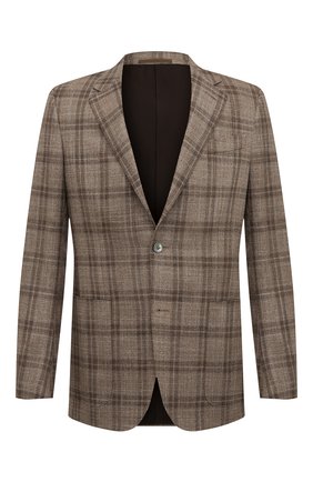 Мужской пиджак из шерсти и шелка ERMENEGILDO ZEGNA светло-коричневого цвета по цене 229000 руб., арт. 348091/122520 | Фото 1 Мужской пиджак из шерсти и шелка ERMENEGILDO ZEGNA светло-коричневого цвета, арт. 348091/122520 | Фото 1 (Материал подклада: Купро; Материал внешний: Шерсть; Длина (для топов): Стандартные; Рукава: Длинные; 1-2-бортные: Однобортные; Случай: Коктейльный; Стили: Кэжуэл; Пиджаки М: Приталенный)