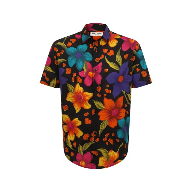 Хлопковая рубашка Saint Laurent разноцветного цвета