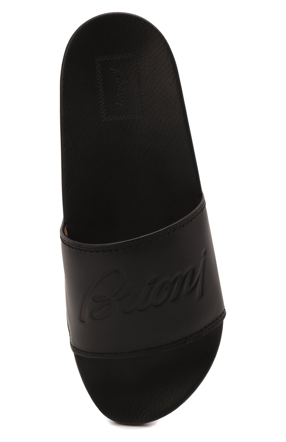 Мужские кожаные шлепанцы BRIONI черного цвета, арт. QYQB0L/P1705 | Фото 6 (Материал внешний: Кожа; Материал внутренний: Натуральная кожа)