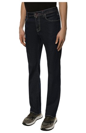 Мужские джинсы JACOB COHEN темно-синего цвета, арт. U Q L05 34 S 3619/001D | Фото 3 (Силуэт М (брюки): Прямые; Кросс-КТ: Деним; Длина (брюки, джинсы): Стандартные; Материал внешний: Хлопок, Деним; Стили: Кэжуэл)