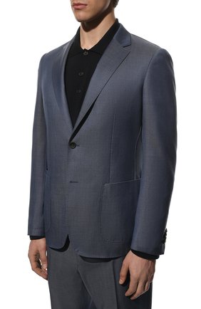 Мужской шерстяной костюм Z ZEGNA синего цвета по цене 185000 руб., арт. 325706/2X7YGW | Фото 2 Мужской шерстяной костюм Z ZEGNA синего цвета, арт. 325706/2X7YGW | Фото 2 (Рукава: Длинные; Материал внешний: Шерсть; Костюмы М: Однобортный; Стили: Кэжуэл)