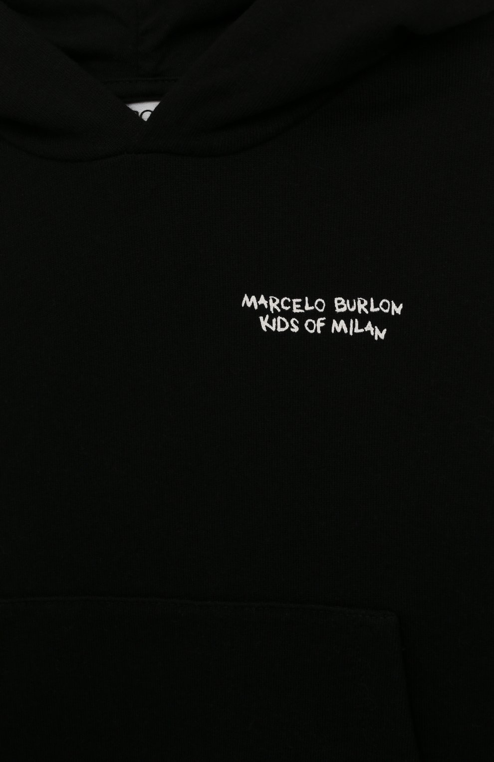 Детский хлопковое худи MARCELO BURLON KIDS OF MILAN черного цвета, арт. CBBB001S22FLE001 | Фото 3 (Рукава: Длинные; Мальчики Кросс-КТ: Худи-одежда; Материал внешний: Хлопок)