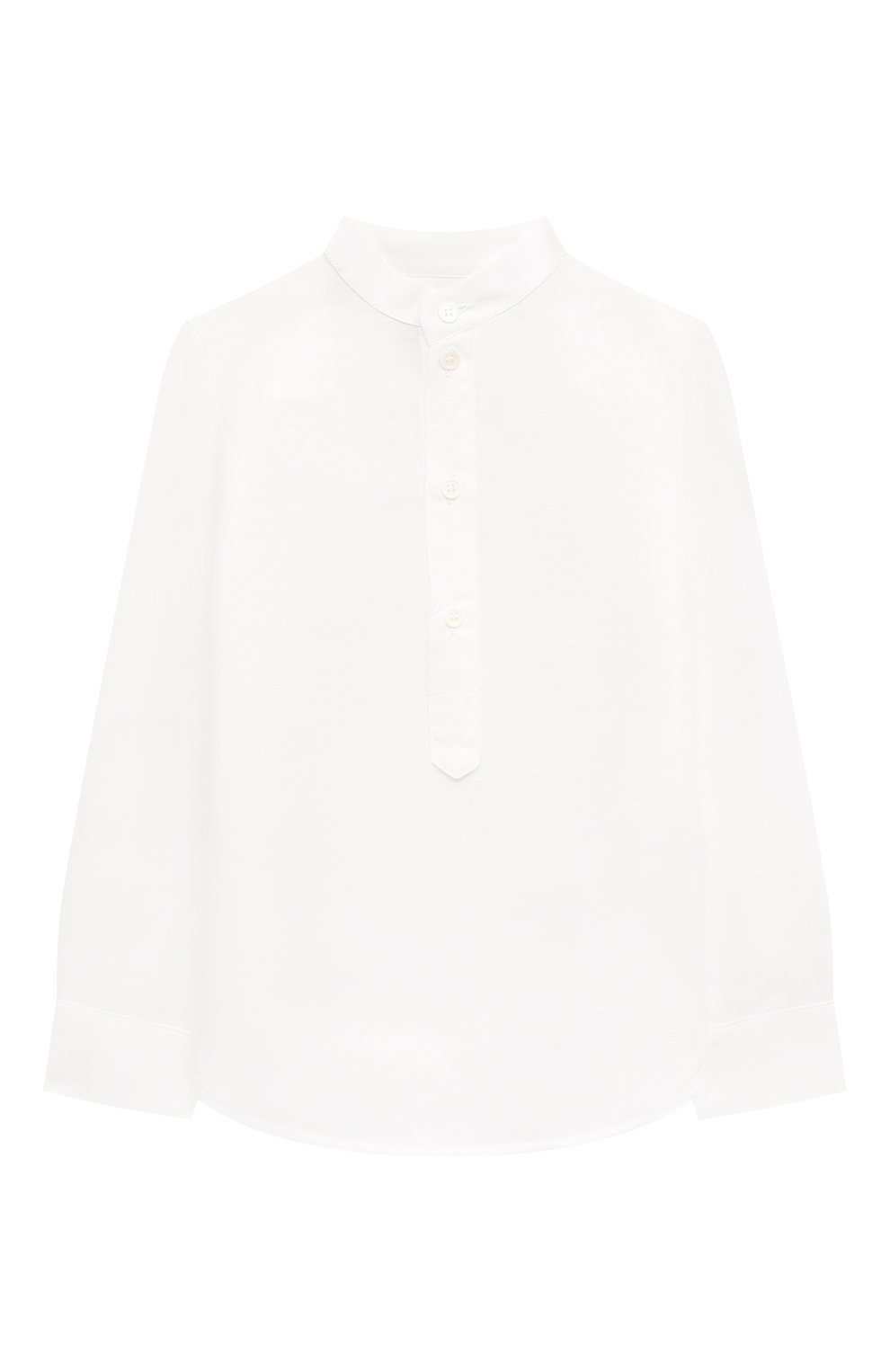 Детская рубашка изо льна и хлопка DAL LAGO белого цвета, арт. DL15/9208/4-6 | Фото 1 (Рукава: Длинные; Материал внешний: Хлопок, Лен)