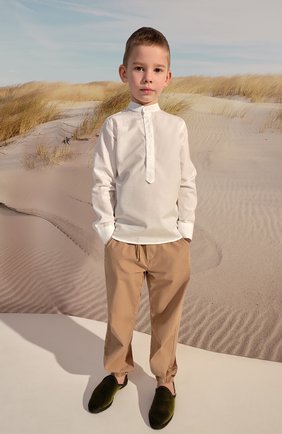 Детская рубашка изо льна и хлопка DAL LAGO белого цвета, арт. DL15/9208/4-6 | Фото 4 (Рукава: Длинные; Материал внешний: Хлопок, Лен)