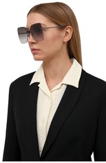 Женские солнцезащитные очки ALEXANDER MCQUEEN серого цвета, арт. AM0342S 001 | Фото 2 (Тип очков: С/з; Оптика Гендер: оптика-женское; Очки форма: Бабочка)
