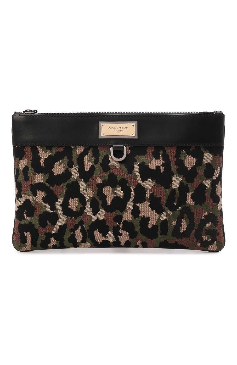 Мужская клатч DOLCE & GABBANA хаки цвета, арт. BM2060/AQ755 | Фото 1 (Размер: medium; Материал: Текстиль)