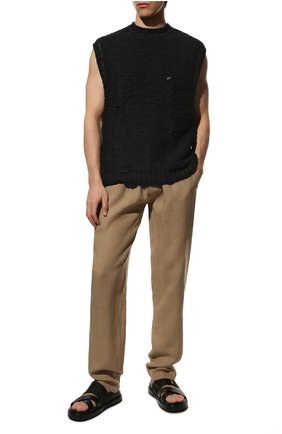Мужские льняные брюки FEDELI бежевого цвета, арт. 5UED0806 | Фото 2 (Длина (брюки, джинсы): Стандартные; Материал внешний: Лен; Случай: Повседневный; Стили: Кэжуэл)