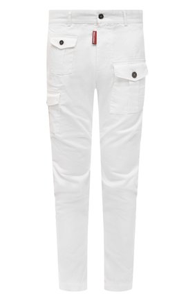 Мужские хлопковые брюки DSQUARED2 белого цвета, арт. S74KB0633/S41794 | Фото 1 (Материал внешний: Хлопок; Длина (брюки, джинсы): Укороченные; Случай: Повседневный; Стили: Кэжуэл)