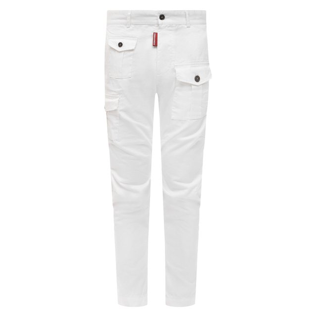 Хлопковые брюки Dsquared2 белого цвета