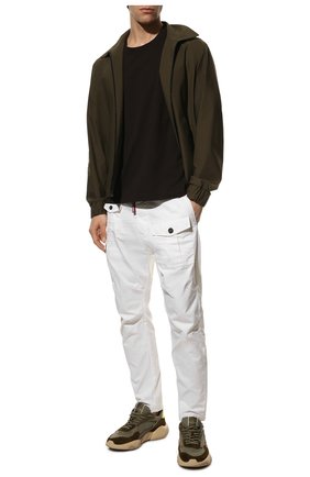 Мужские хлопковые брюки DSQUARED2 белого цвета, арт. S74KB0633/S41794 | Фото 2 (Материал внешний: Хлопок; Длина (брюки, джинсы): Укороченные; Случай: Повседневный; Стили: Кэжуэл)
