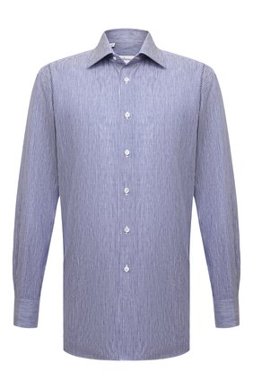 Мужская сорочка из хлопка и льна BRIONI синего цвета по цене 54500 руб., арт. RCA20M/P105C | Фото 1 Мужская сорочка из хлопка и льна BRIONI синего цвета, арт. RCA20M/P105C | Фото 1 (Рукава: Длинные; Материал внешний: Хлопок, Лен; Длина (для топов): Стандартные; Случай: Формальный; Манжеты: На пуговицах; Рубашки М: Regular Fit; Воротник: Кент; Принт: Полоска; Стили: Классический)