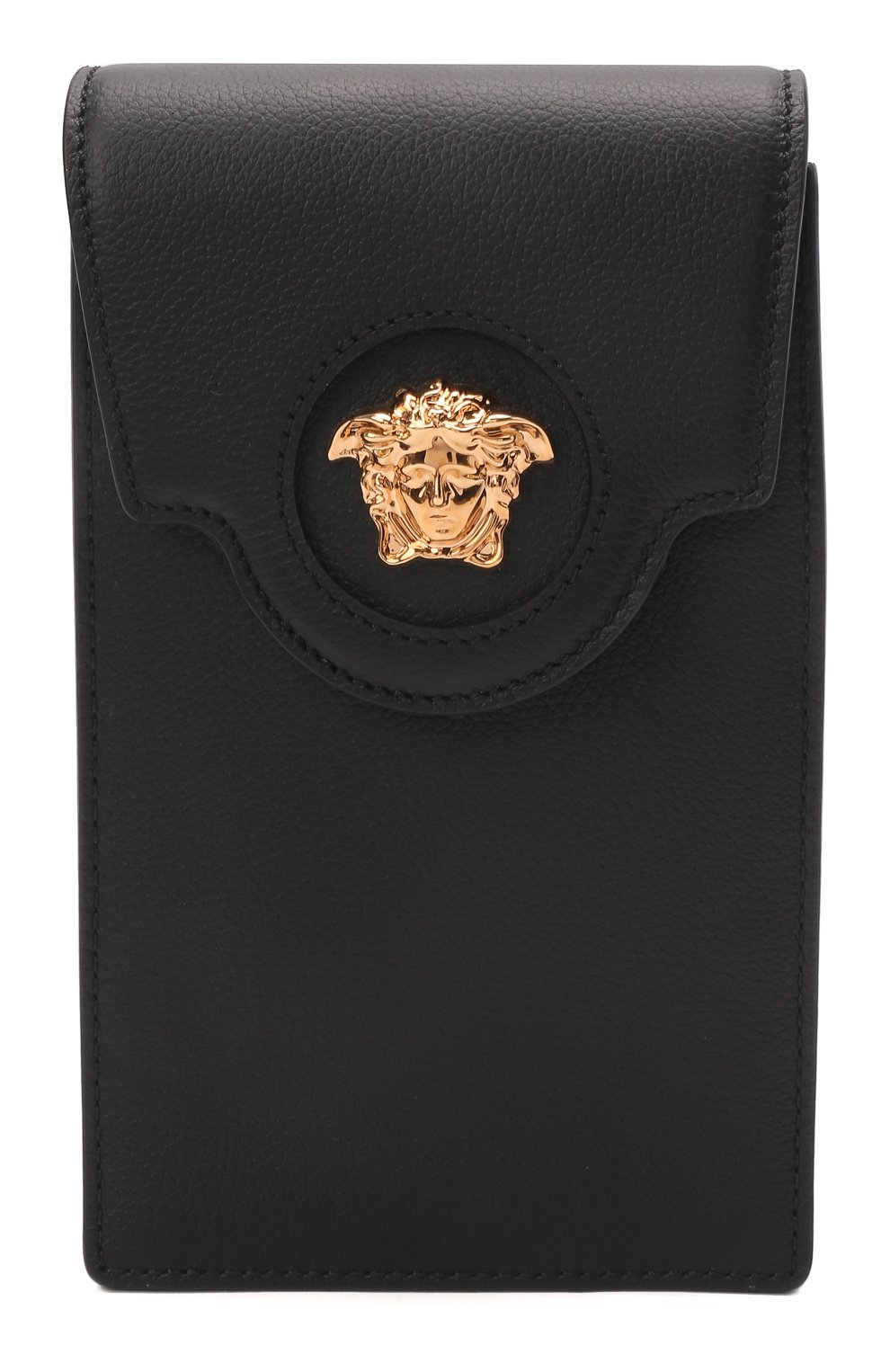 Кожаный чехол для iphone VERSACE черного цвета, арт. 1003983/DVIT2T | Фото 1 (Женское Кросс-КТ: Кожа iPhone; Материал: Натуральная кожа)