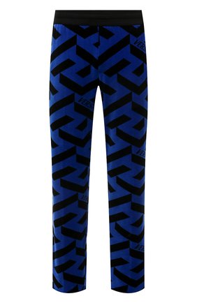 Мужские хлопковые брюки VERSACE синего цвета, арт. 1004034/1A02922 | Фото 1 (Материал внешний: Хлопок; Длина (брюки, джинсы): Стандартные; Случай: Повседневный; Стили: Спорт-шик)