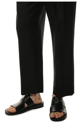 Мужские кожаные шлепанцы BURBERRY черного цвета, арт. 8050459 | Фото 3 (Материал внешний: Кожа; Материал внутренний: Натуральная кожа)