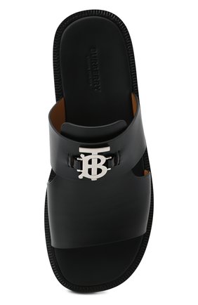 Мужские кожаные шлепанцы BURBERRY черного цвета, арт. 8050459 | Фото 6 (Материал внешний: Кожа; Материал внутренний: Натуральная кожа)