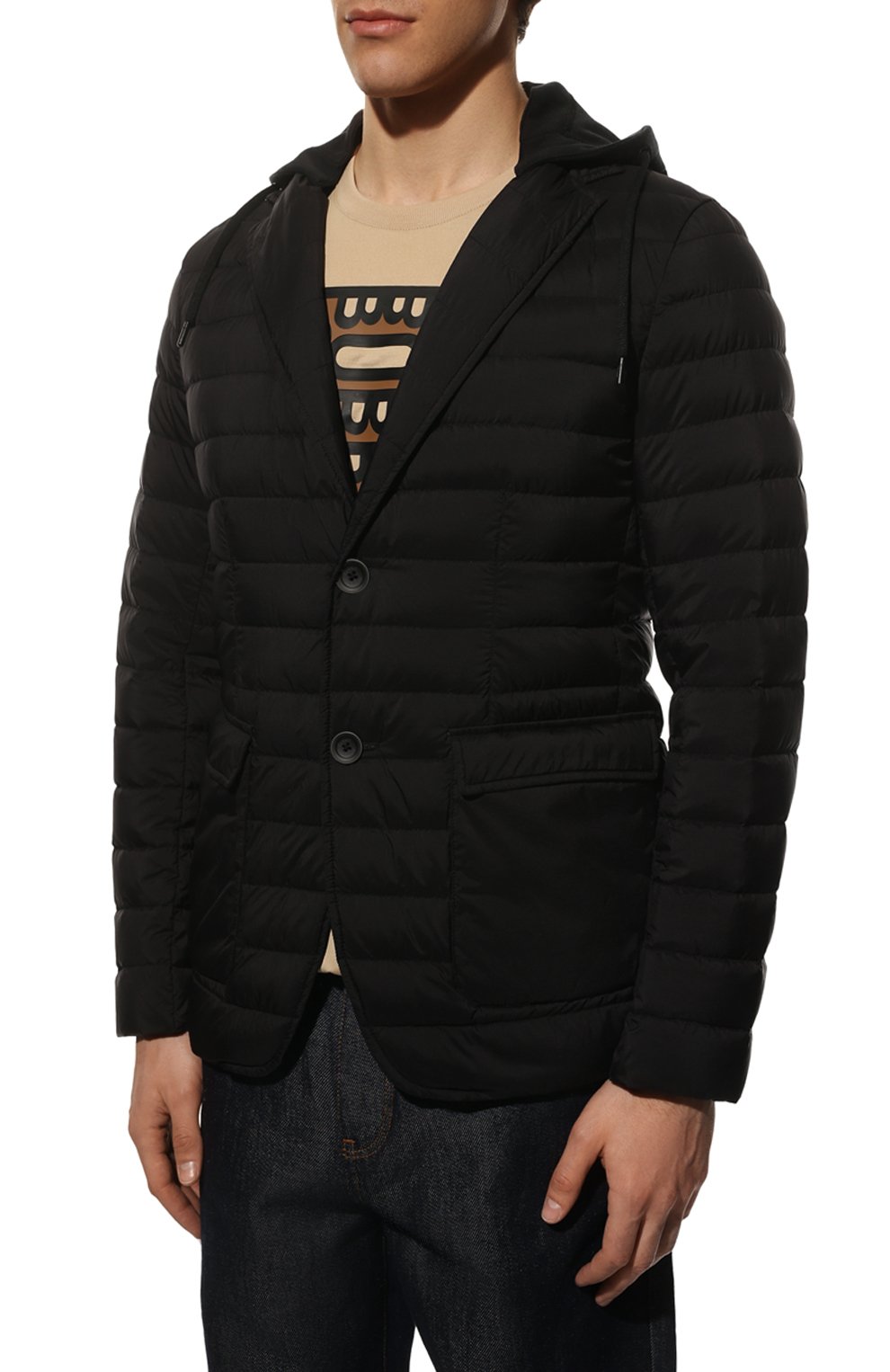 Мужская пуховая куртка HERNO черного цвета, арт. PI000851U/19288 | Фото 3 (Кросс-КТ: Куртка; Рукава: Длинные; Материал внешний: Синтетический материал; Мужское Кросс-КТ: Куртка-верхняя одежда; Материал подклада: Синтетический материал; Длина (верхняя одежда): Короткие; Материал утеплителя: Пух и перо; Стили: Кэжуэл)