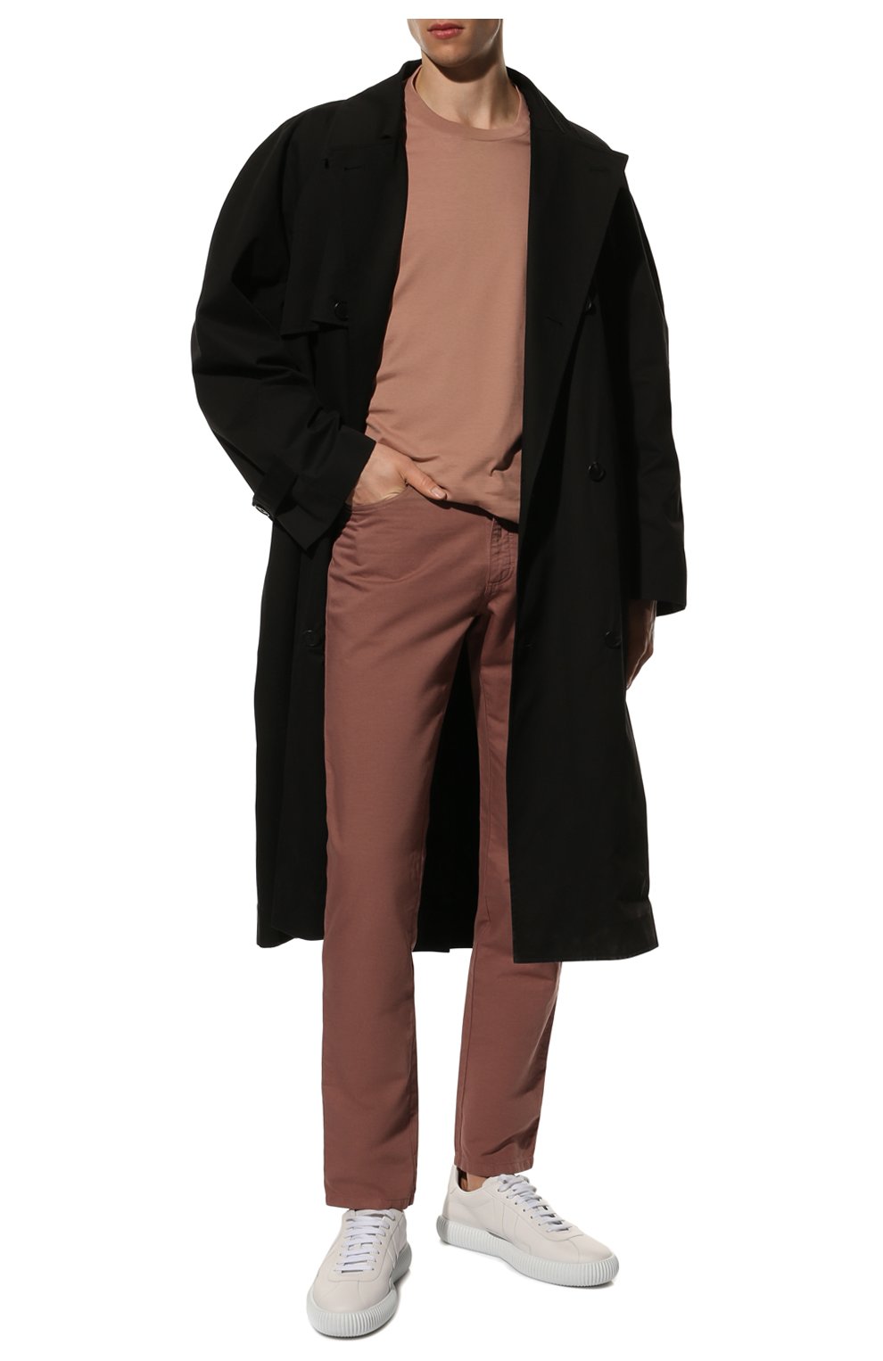Мужские брюки из хлопка и льна ERMENEGILDO ZEGNA розового цвета, арт. UZI37/GAN | Фото 2 (Длина (брюки, джинсы): Стандартные; Случай: Повседневный; Материал внешний: Хлопок; Стили: Кэжуэл)