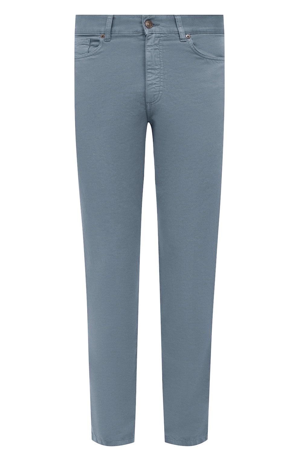 Мужские брюки из хлопка и льна ERMENEGILDO ZEGNA голубого цвета, арт. UZI37/GAN | Фото 1 (Длина (брюки, джинсы): Стандартные; Случай: Повседневный; Материал внешний: Хлопок; Стили: Кэжуэл)