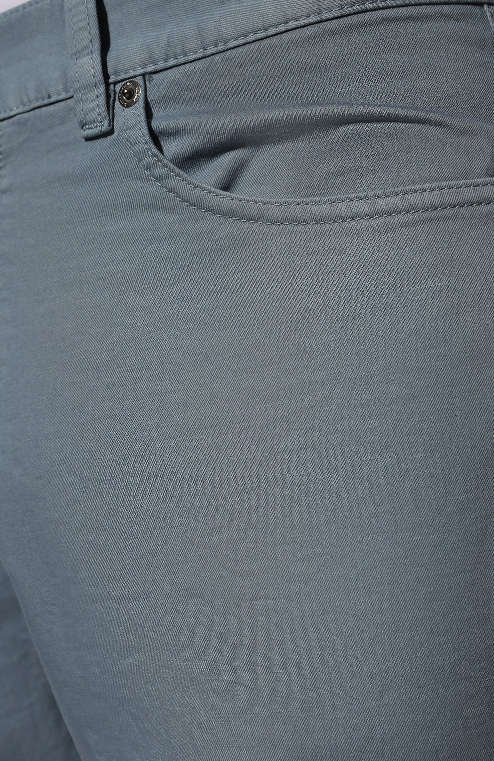 Мужские брюки из хлопка и льна ERMENEGILDO ZEGNA голубого цвета, арт. UZI37/GAN | Фото 5 (Длина (брюки, джинсы): Стандартные; Случай: Повседневный; Материал внешний: Хлопок; Стили: Кэжуэл)