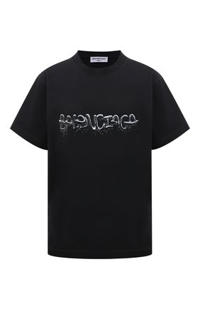 Женская хлопковая футболка BALENCIAGA черного цвета по цене 62300 руб., арт. 612965/TLVF1 | Фото 1