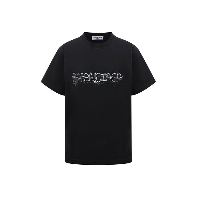 Хлопковая футболка Balenciaga Чёрный 612965/TLVF1 5623706