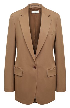 Женский шерстяной жакет DRIES VAN NOTEN бежевого цвета по цене 116000 руб., арт. 221-010428-4236 | Фото 1 Женский шерстяной жакет DRIES VAN NOTEN бежевого цвета, арт. 221-010428-4236 | Фото 1 (Материал внешний: Шерсть; Длина (для топов): Удлиненные; Материал подклада: Вискоза; Рукава: Длинные; Женское Кросс-КТ: Жакет-одежда; 1-2-бортные: Однобортные; Случай: Повседневный; Стили: Кэжуэл)