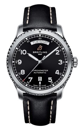 Мужские часы aviator 8 automatic day & date BREITLING бесцветного цвета, арт. A45330101B1X1 | Фото 1 (Механизм: Автомат; Цвет циферблата: Чёрный; Материал корпуса: Сталь)