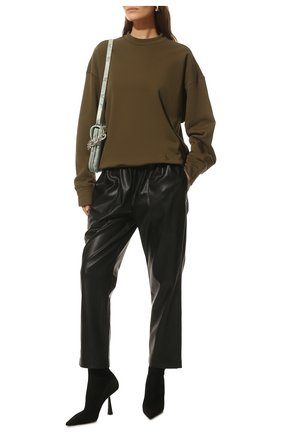 Женский хлопковый свитшот JIL SANDER хаки цвета, арт. JPPU707516-WU248608 | Фото 2 (Рукава: Длинные; Длина (для топов): Стандартные; Материал внешний: Хлопок; Женское Кросс-КТ: Свитшот-одежда; Стили: Спорт-шик)