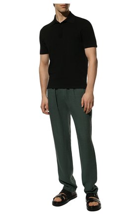 Мужские льняные брюки FEDELI зеленого цвета, арт. 5UED0806 | Фото 2 (Материал внешний: Лен; Длина (брюки, джинсы): Стандартные; Случай: Повседневный; Стили: Кэжуэл)