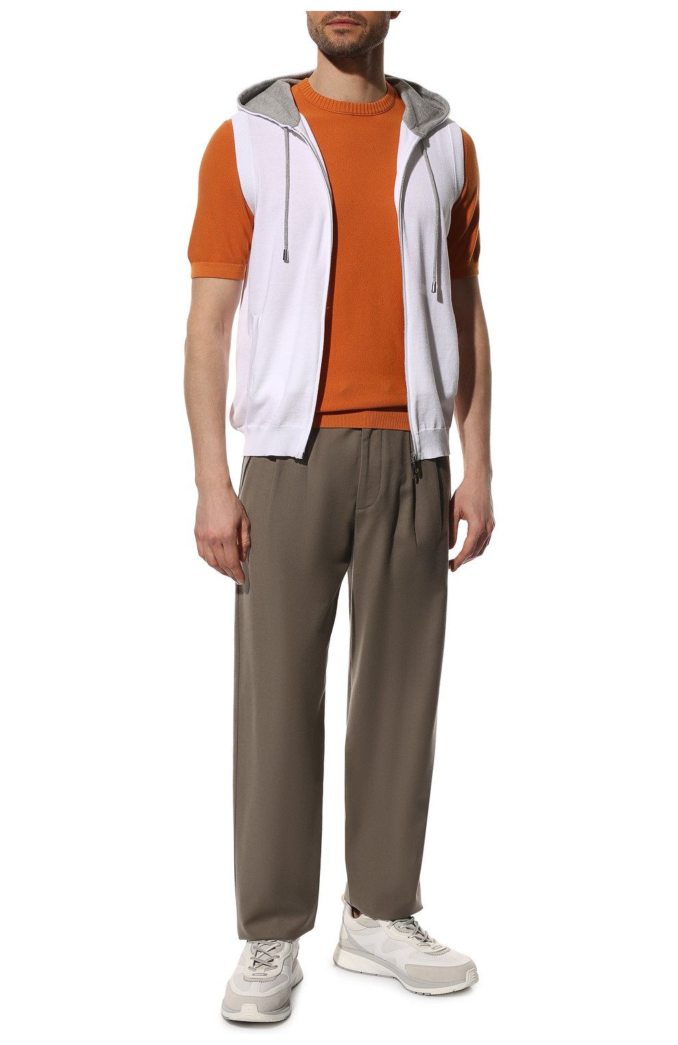 Мужской хлопковый жилет SVEVO белого цвета, арт. 46353SE22/MP46 | Фото 2 (Мужское Кросс-КТ: Толстовка-одежда; Материал внешний: Хлопок; Стили: Спорт-шик; Длина (верхняя одежда): Короткие)
