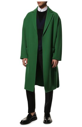 Мужской шерстяное пальто VALENTINO зеленого цвета, арт. XV0CAVB08E6 | Фото 2 (Материал подклада: Купро; Длина (верхняя одежда): Длинные; Материал внешний: Шерсть; Рукава: Длинные; Мужское Кросс-КТ: пальто-верхняя одежда; Стили: Кэжуэл)