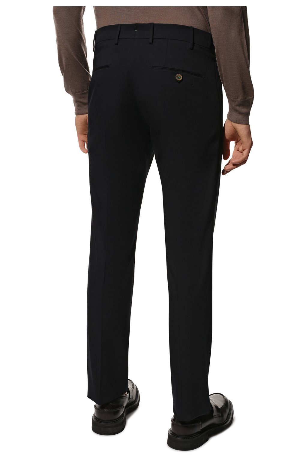 Мужские хлопковые брюки BERWICH темно-синего цвета, арт. SC/1 FIBB/TS1647X | Фото 4 (Силуэт М (брюки): Чиносы; Длина (брюки, джинсы): Стандартные; Случай: Повседневный; Материал внешний: Хлопок; Стили: Кэжуэл)