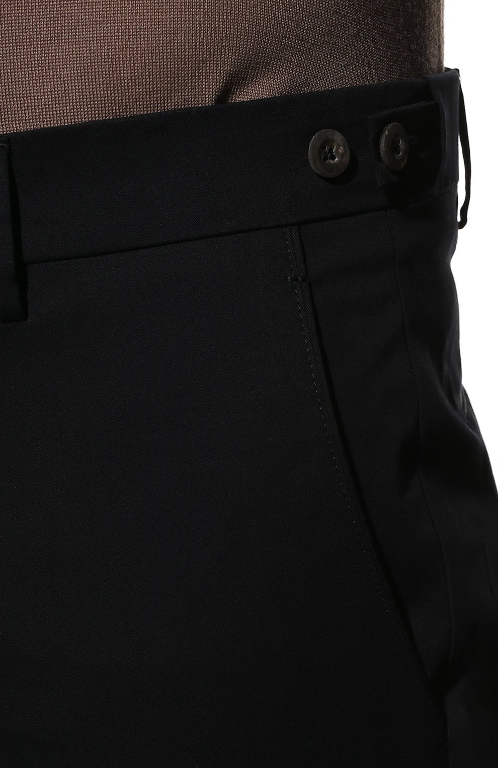 Мужские хлопковые брюки BERWICH темно-синего цвета, арт. SC/1 FIBB/TS1647X | Фото 5 (Силуэт М (брюки): Чиносы; Длина (брюки, джинсы): Стандартные; Случай: Повседневный; Материал внешний: Хлопок; Стили: Кэжуэл)