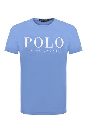 Мужская хлопковая футболка POLO RALPH LAUREN голубого цвета, арт. 710860829 | Фото 1 (Рукава: Короткие; Длина (для топов): Стандартные; Материал внешний: Хлопок; Принт: С принтом; Стили: Кэжуэл)