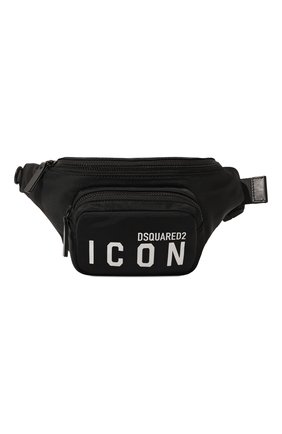 Женская поясная сумка d2 icon DSQUARED2 черного цвета, арт. BBW0034 11703199 | Фото 1 (Материал: Текстиль; Ремень/цепочка: На ремешке; Размер: medium; Стили: Спорт)
