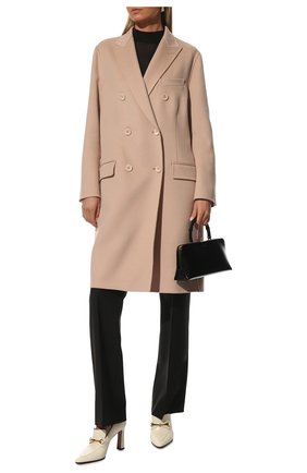 Женское шерстяное пальто DOLCE & GABBANA светло-розового цвета, арт. F0AZ7T/FU3I5 | Фото 2 (Длина (верхняя одежда): До колена; Рукава: Длинные; Материал внешний: Шерсть; Стили: Кэжуэл; 1-2-бортные: Двубортные)