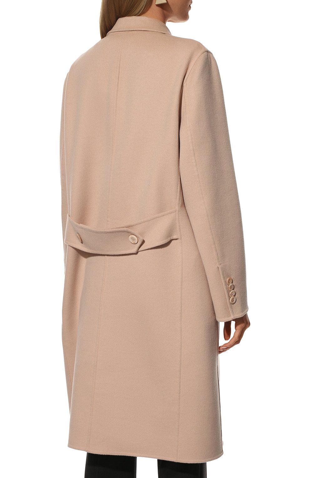 Женское шерстяное пальто DOLCE & GABBANA светло-розового цвета, арт. F0AZ7T/FU3I5 | Фото 4 (Материал внешний: Шерсть; Рукава: Длинные; Длина (верхняя одежда): До колена; 1-2-бортные: Двубортные; Стили: Кэжуэл)