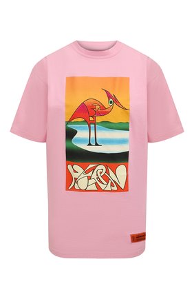 Женская хлопковая футболка HERON PRESTON розового цвета, арт. HWAA023S22JER0023020 | Фото 1 (Рукава: Короткие; Длина (для топов): Стандартные; Материал внешний: Хлопок; Стили: Спорт-шик; Принт: С принтом; Женское Кросс-КТ: Футболка-одежда)