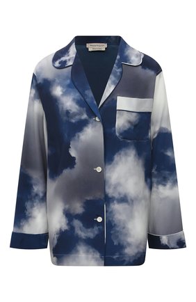 Женская шелковая рубашка ALEXANDER MCQUEEN синего цвета по цене 112500 руб., арт. 685504/QDAEU | Фото 1 Женская шелковая рубашка ALEXANDER MCQUEEN синего цвета, арт. 685504/QDAEU | Фото 1 (Рукава: Длинные; Материал внешний: Шелк; Длина (для топов): Удлиненные; Стили: Романтичный; Принт: С принтом; Женское Кросс-КТ: Рубашка-одежда)