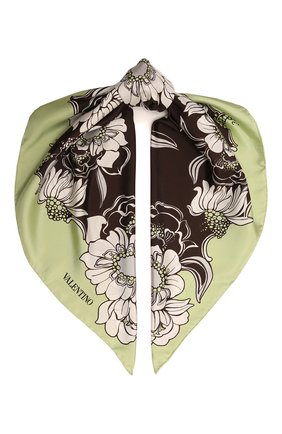 Женский шелковый платок VALENTINO салатового цвета, арт. XW0EI114/SUM | Фото 1 (Материал: Шелк, Текстиль)