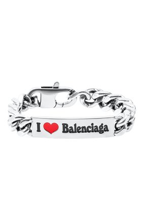 Мужской браслет BALENCIAGA серебряного цвета, арт. 662434/TZ99I | Фото 1 (Материал: Металл)