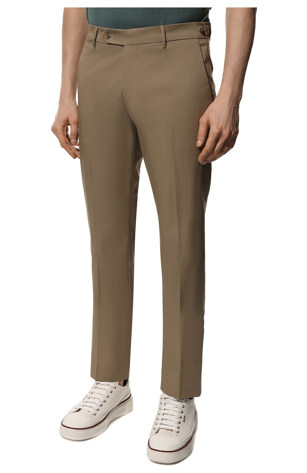Мужские хлопковые брюки BERWICH бежевого цвета, арт. SC/1 FIBB/TS1647X | Фото 3 (Силуэт М (брюки): Чиносы; Длина (брюки, джинсы): Стандартные; Случай: Повседневный; Материал внешний: Хлопок; Стили: Кэжуэл)