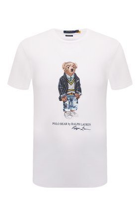 Мужская хлопковая футболка POLO RALPH LAUREN белого цвета, арт. 710853310 | Фото 1 (Материал внешний: Хлопок; Рукава: Короткие; Длина (для топов): Стандартные; Принт: С принтом; Стили: Кэжуэл)