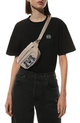 Женская поясная сумка kampus KENZO светло-бежевого цвета, арт. FA65SF307F20 | Фото 2 (Размер: mini; Материал: Текстиль; Ремень/цепочка: На ремешке; Стили: Спорт)