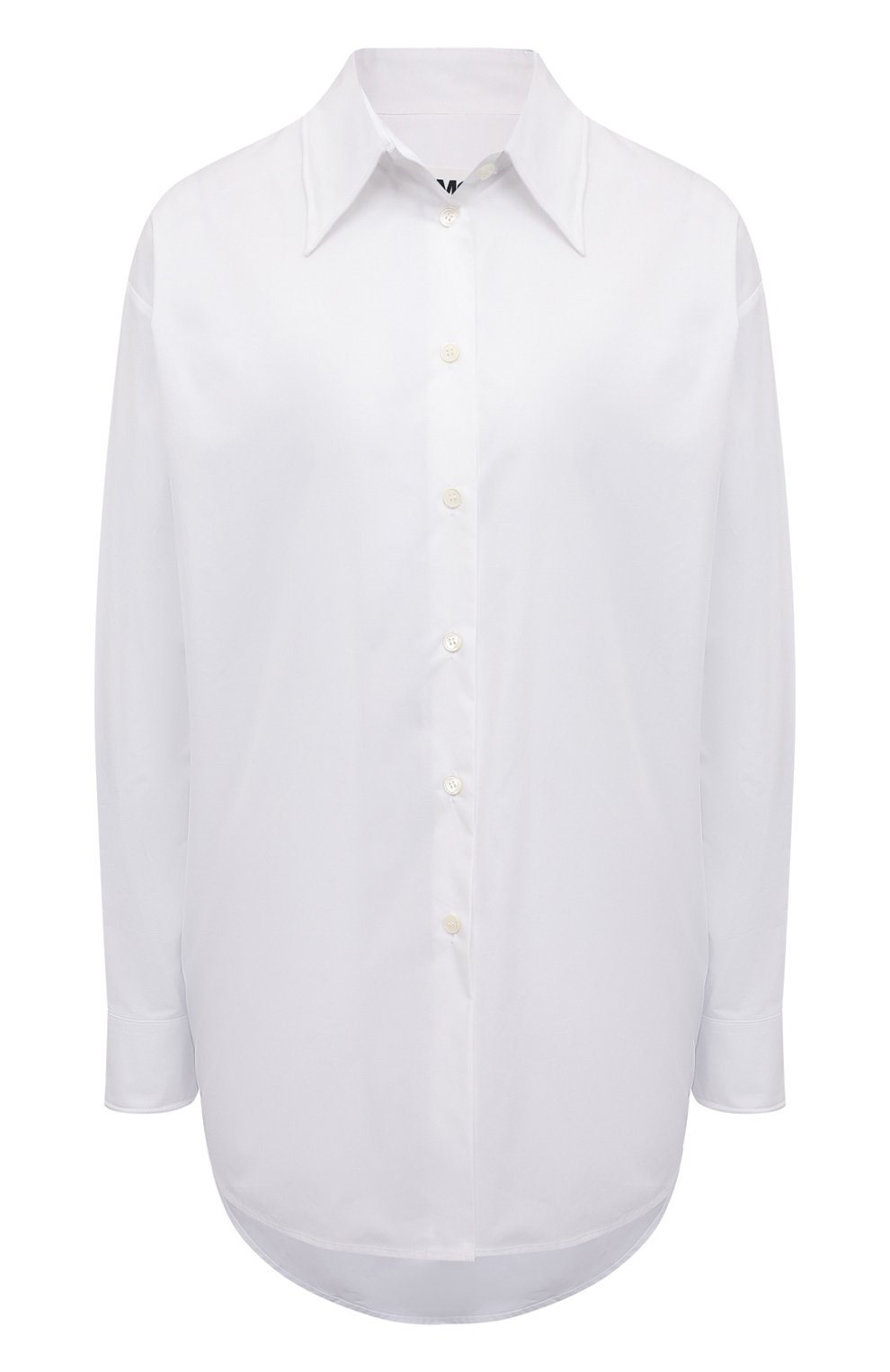 Женская хлопковая рубашка MM6 белого цвета, арт. S62DL0055/S47294 | Фото 1 (Рукава: Длинные; Принт: Без принта; Женское Кросс-КТ: Рубашка-одежда; Длина (для топов): Удлиненные; Материал внешний: Хлопок; Стили: Классический, Минимализм)