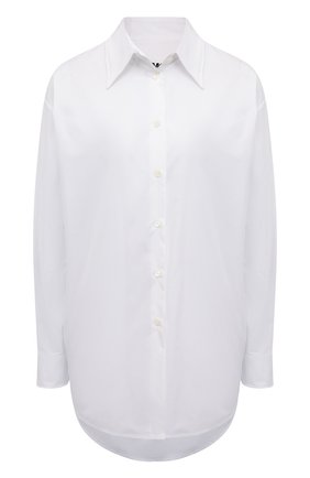 Женская хлопковая рубашка MM6 белого цвета, арт. S62DL0055/S47294 | Фото 1 (Рукава: Длинные; Принт: Без принта; Женское Кросс-КТ: Рубашка-одежда; Длина (для топов): Удлиненные; Материал внешний: Хлопок; Стили: Классический, Минимализм)