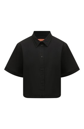 Женская хлопковая рубашка YVES SALOMON черного цвета, арт. 22EYH02452CBRW | Фото 1 (Материал внешний: Хлопок; Длина (для топов): Стандартные; Рукава: Короткие; Стили: Минимализм; Принт: Без принта; Женское Кросс-КТ: Рубашка-одежда)
