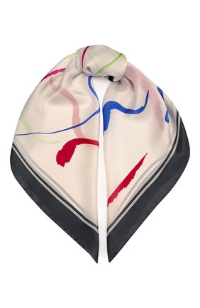 Женский шелковый платок GIORGIO ARMANI молочного цвета, арт. 795320/2R148 | Фото 1 (Материал: Текстиль, Шелк)