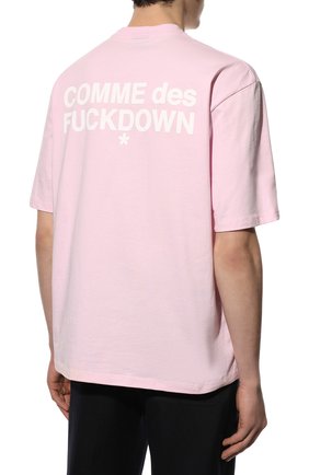 Мужская хлопковая футболка COMME DES FUCKDOWN розового цвета, арт. CDFU1452STMM | Фото 4 (Рукава: Короткие; Длина (для топов): Стандартные; Стили: Гранж, Романтичный; Принт: С принтом; Материал внешний: Хлопок)